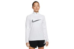 Nike Dri-FIT One Swoosh 1/4 Zip Loopshirt Wit Dames