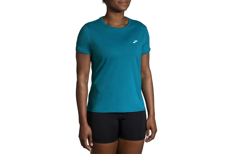 Brooks Distance Short Sleeve 2.0 Loopshirt Htr Lagoon Dames 4 Brooks Distance Short Sleeve 2.0 Loopshirt Htr Lagoon Dames - Afbeelding 2