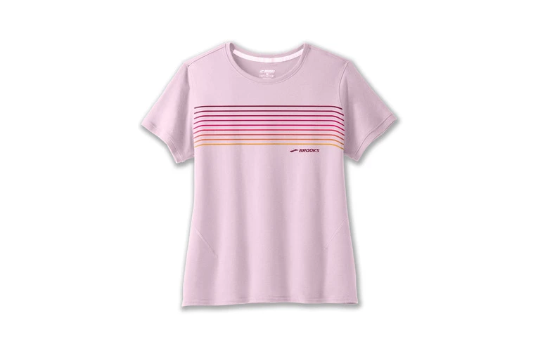 Brooks Distance Short Sleeve 2.0 Loopshirt Quartz/Gradient Stripe Dames 3 Brooks Distance Short Sleeve 2.0 Loopshirt Quartz/Gradient Stripe Dames